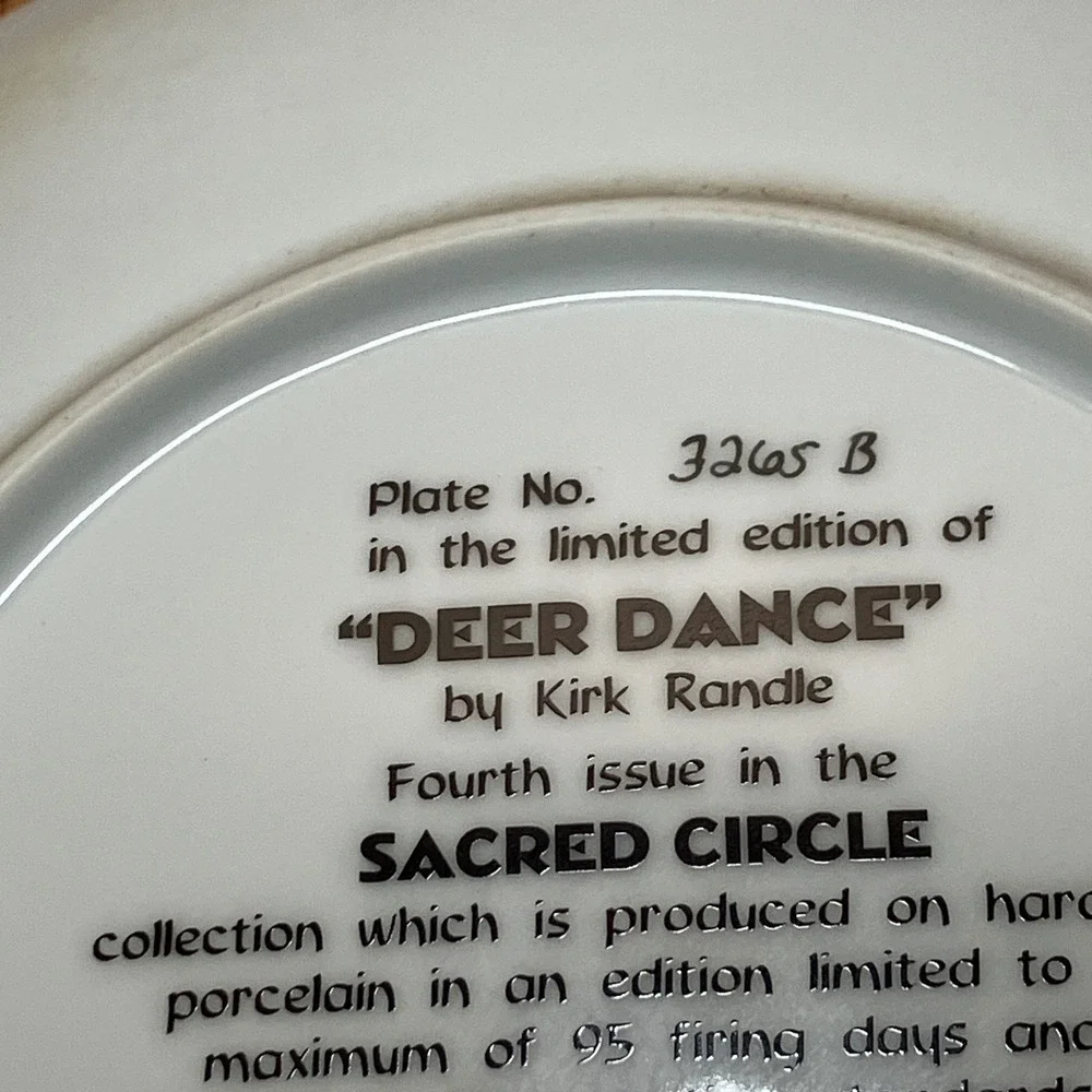 Bradford Exchange Deer Dance Plate  Brown  Native American Art Tribal Art 1990